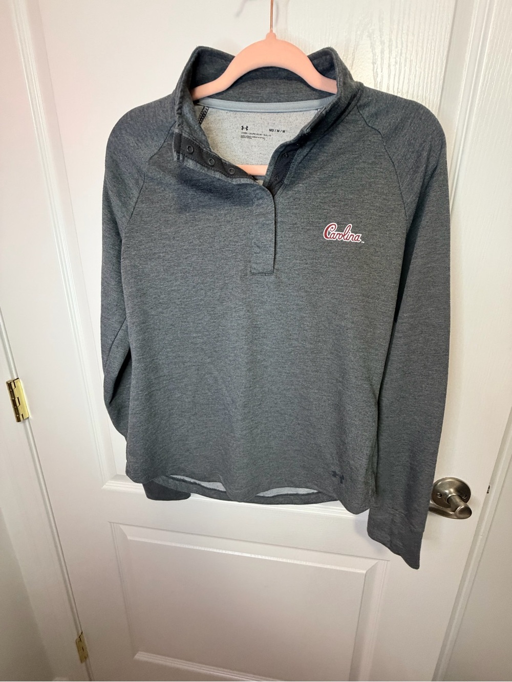 Under Armour Gray Carolina Snap-Neck Pullover Sweatshirt
